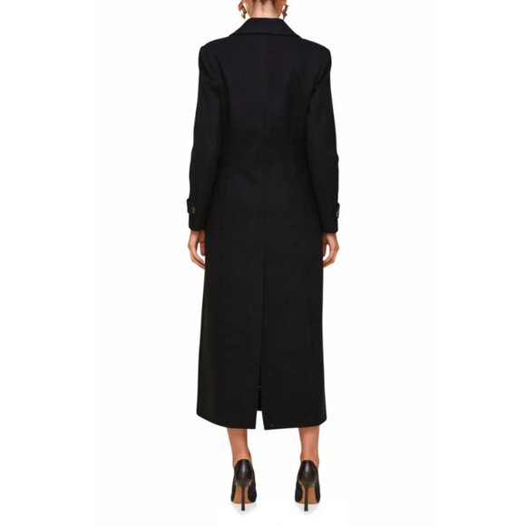 Avec Les Filles Wool Blend Double Breasted Maxi Peacoat in Black - Picture 4 of 14